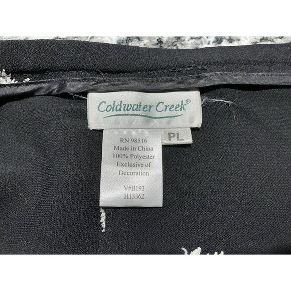 Coldwater Creek Maxi Skirt Size Petite Large Black White Embroidery Back Slit - Picture 6 of 10